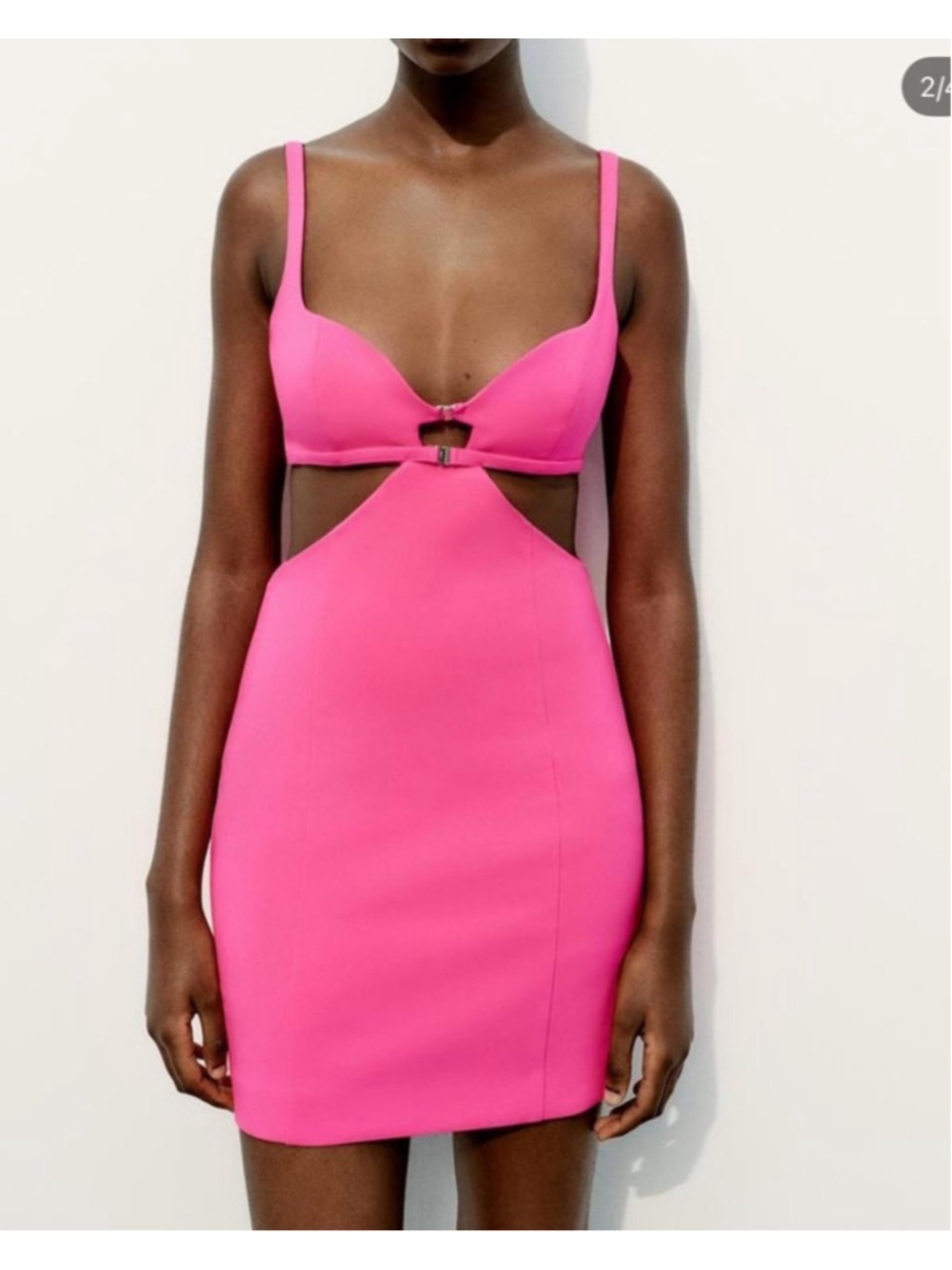 Zara Hot Pink Cutout Mini Dress
